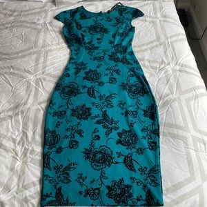 Turquoise Open Back Midi Dress